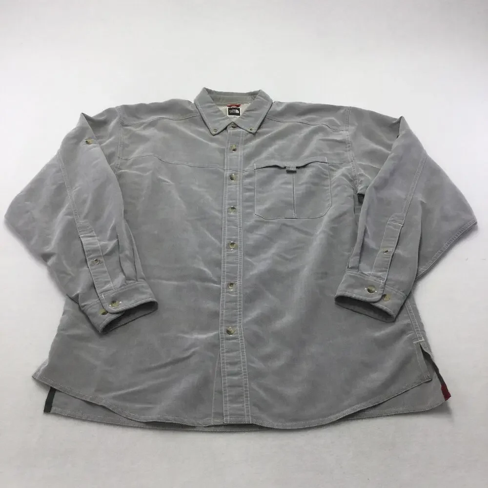 The North Face Shirt Mens 2XL Gray Check Twill Long Sleeve Button Down Casual